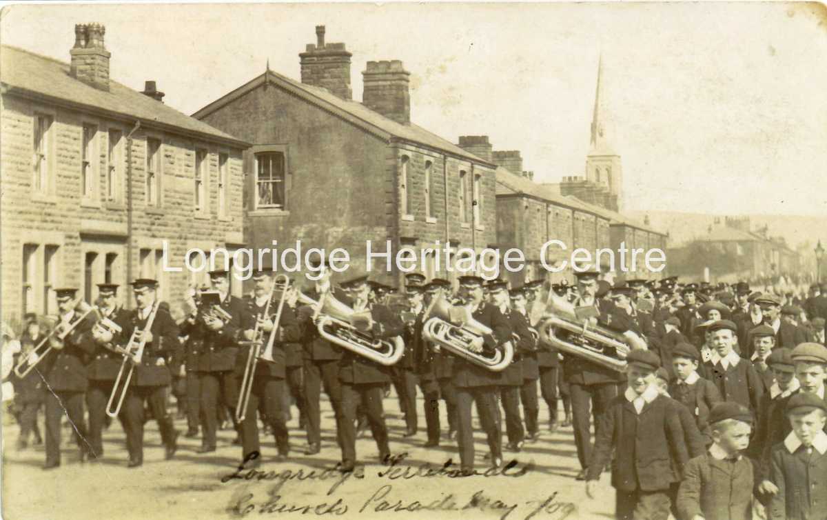 239B - Longridge Band - Heading the local Territorials along Pitt Street - 1909